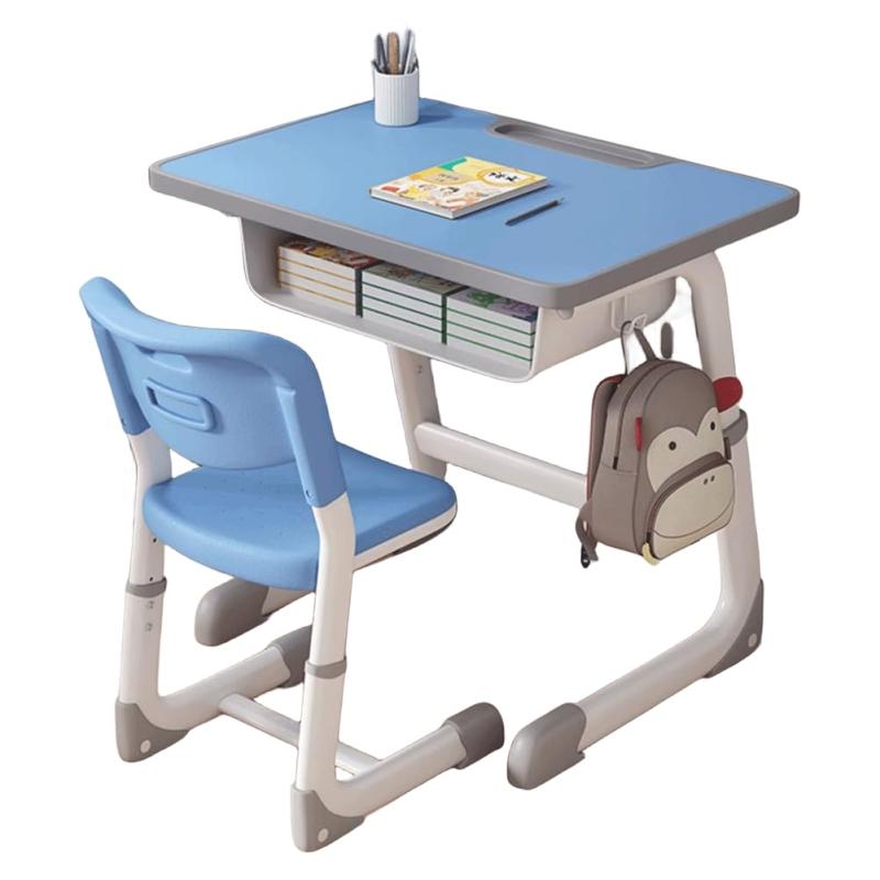 AKEMI LIVING 勉強机 学習机セット 子供用 デスク・椅子セット 高さ調整可能 全学年対応 キッズデスクセット 多機能 引き出し付き 家庭用 組み立て不要 ブルー