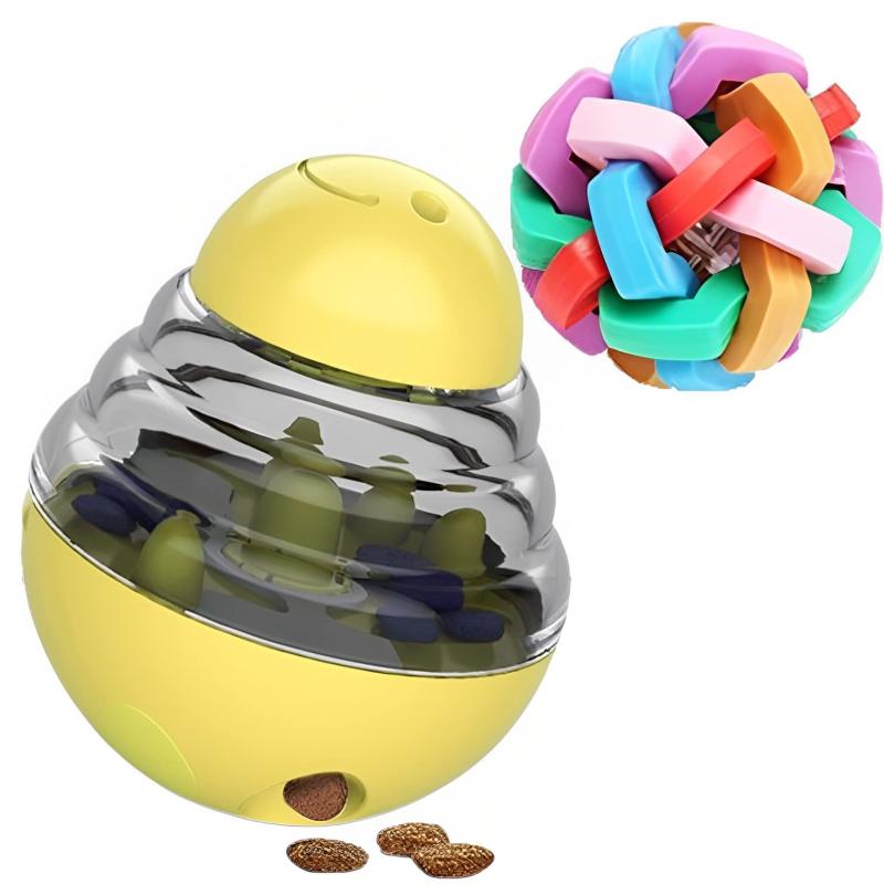 犬 猫 ペット 給餌おもちゃ ボール 2種類 セット 知育トイ 知育玩具 運動不足 IQ 留守番 歯磨き ペットおもちゃ