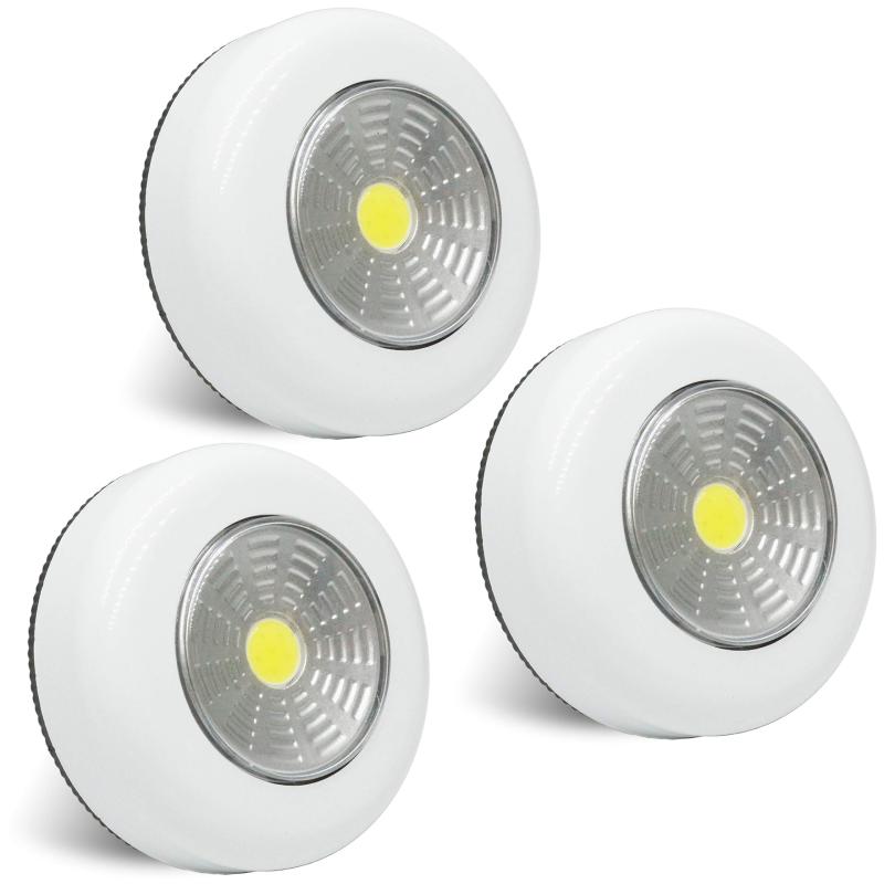 【3個セット】 COB プッシュライト 高輝度 両面テープ 電池式 夜間照明 クローゼット タンス 押入れ 壁掛け ナイトライト PR-PUSHLIGHT