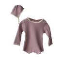 Baby koiベビー服新生児赤ちゃんボディスーツ長袖春秋女の子男の子帽子付き2点セットレース月齢フォト用出産準備贈り物