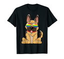 ジャーマンシェパード ゲイプライド LGBT レインボーフラッグ サングラス LGBTQ Tシャツ