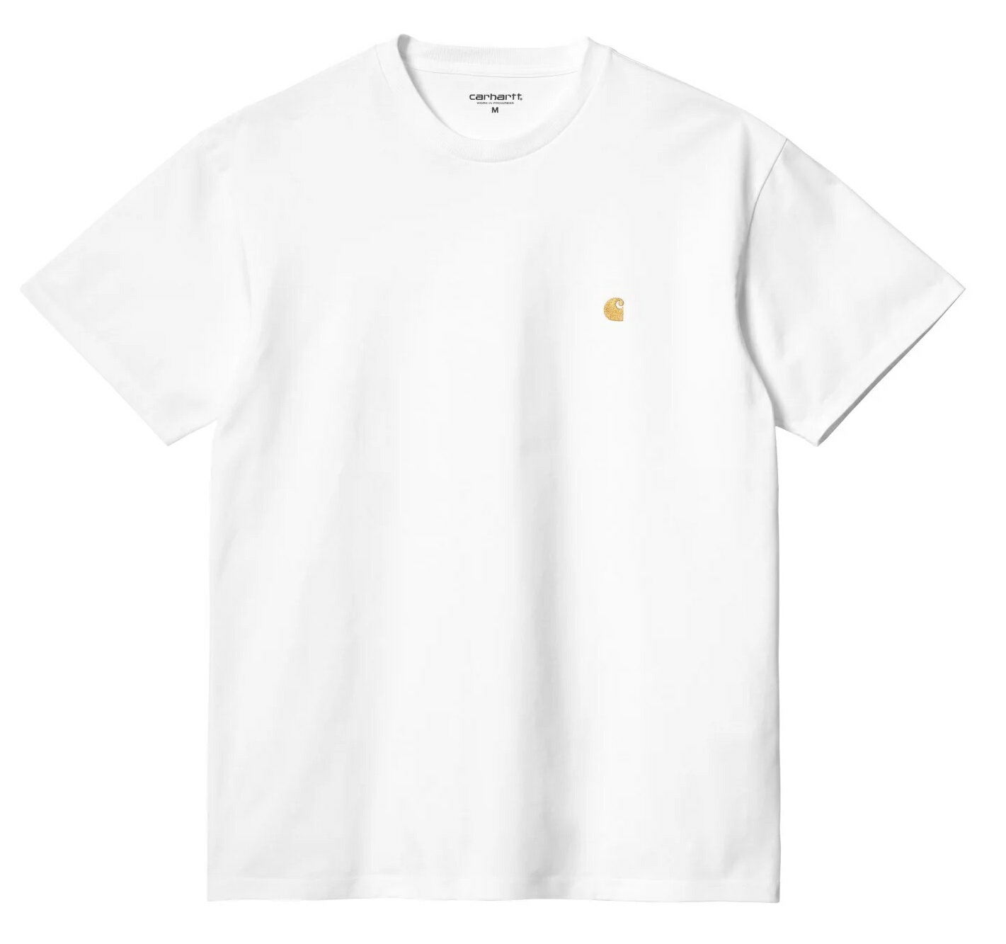 carhartt（カーハートWIP）WORK IN PROGRESS　I026391　S/S　Chase　T-Shirt　ショートスリーブ　チェイスティーシャツユニセックス　オーバーサイズTシャツ　E967 コットン　00R White/Gold サイズM
