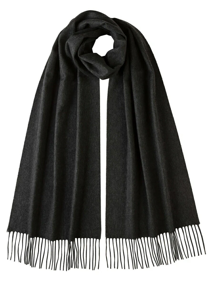 【送料無料】Jhonstons of Elgin（ジョンストンズオブエルガン）WA000057 カシミア100% サイズ 190cmX35cm スコットランド製 HA070000 Charcoal チャコール ユニセックスにご使用頂けます。［並行輸入品］(4)