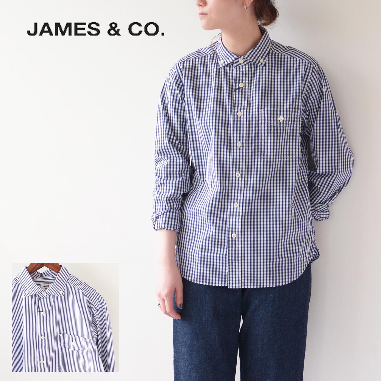 JAMES  Pujol -Standard- GC/LS  プジョル・スタンダードシャツ・ギンガムチャック・ロンドンストライプ・ロンスト・ドレスシャツ・スプレット・MEN'S 