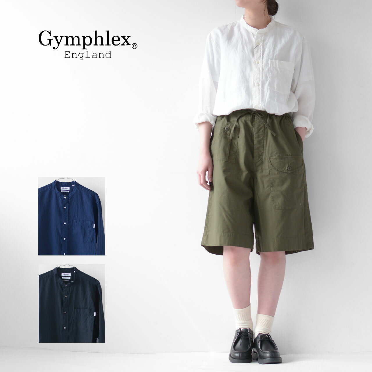 【SALE 20%OFF】Gymphlex [ジムフレックス] M BAND COLLAR SHIRT L/S [J-1352SLS] バンドカラーシャツ 長袖・スタンドカラーシャツ・長袖シャツ・MEN'S [2023SS]