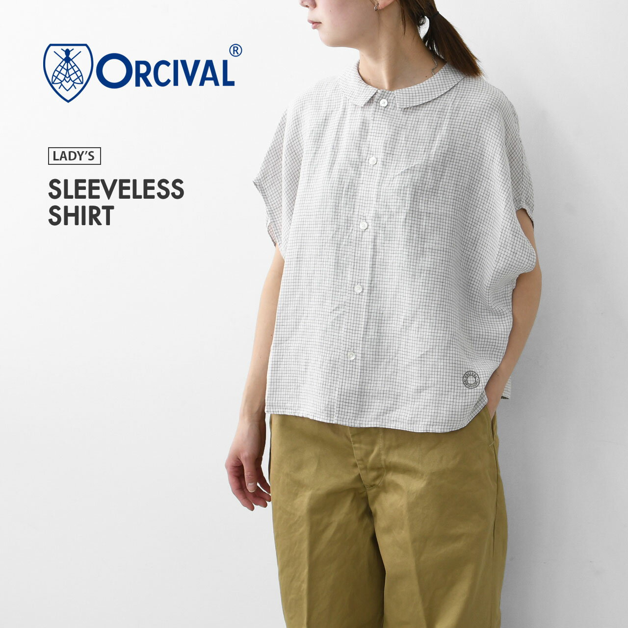 ORCIVAL オーチバル オーシバル W SLEEVELESS SHIRT OR-B0360LCH スリーブレスシャツ リネンシャツ リネンブラウス チェック フレンチスリーブ LADY 039 S 2026SS