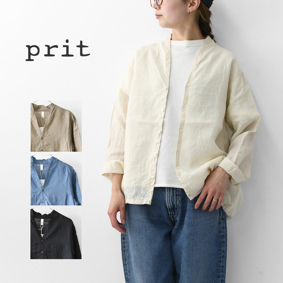 prit [プリット] ラミーバイオクラス裾ゴムカーディガン [P81619] スタンドカラー・オーバーサイズ・ゆったりサイズ・チェック柄・ドロップショルダー・LADY'S [2026SS]