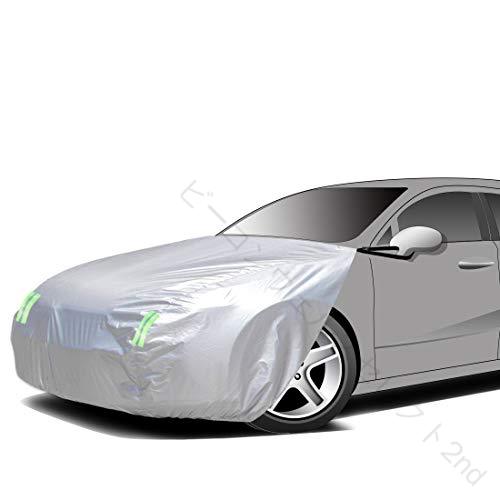 乐天商城 - 車 ボンネット 保護カバー 防炎 フロント 保護カバー 裏起毛 タイプ 防塵 蛍光 反射 ストリップ 付き ゴムバンド で 長さ を 調整 一般 乗用車 用 適合 目安 車長 4