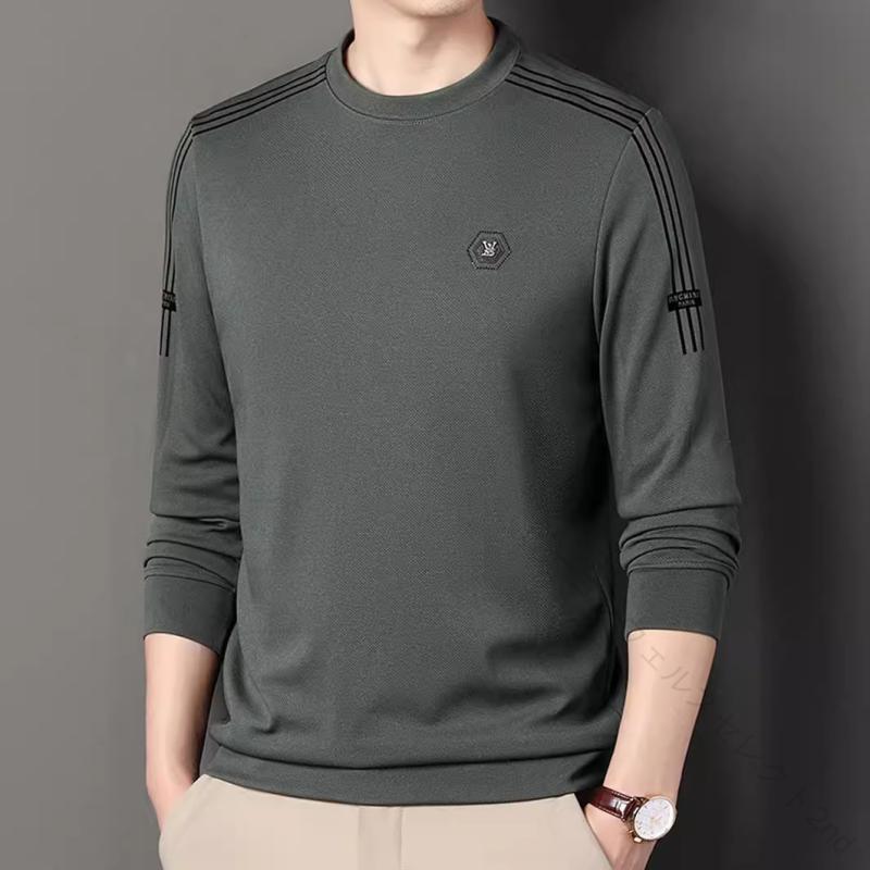 Rakuten - Tシャツ メンズ 男性用 大人 長袖 ロンT クルーネック プルオーバー ゆったり オーバーサイズ トップス トレーナー ビジネスカジュアル オフィスカジュアル 普段使い 春秋 吸湿速乾 シワになりにくい ポリエステル 無地