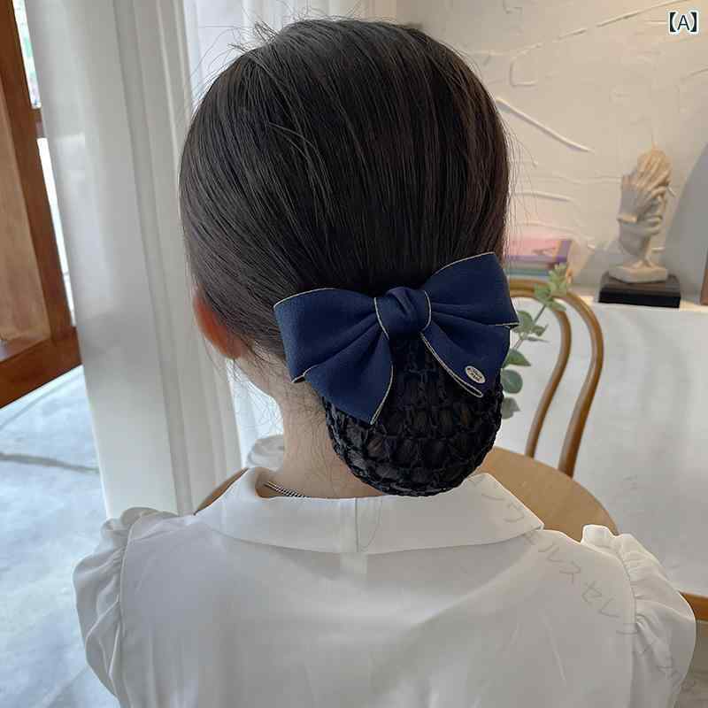 Valletta, Pattin - シニヨンネット バレッタ まめ髪 お団子 ヘアアクセサリー レディース 韓国 ナース ヘアネット ホテル リボン シニヨン ヘアネット お団子ネット 髪留め