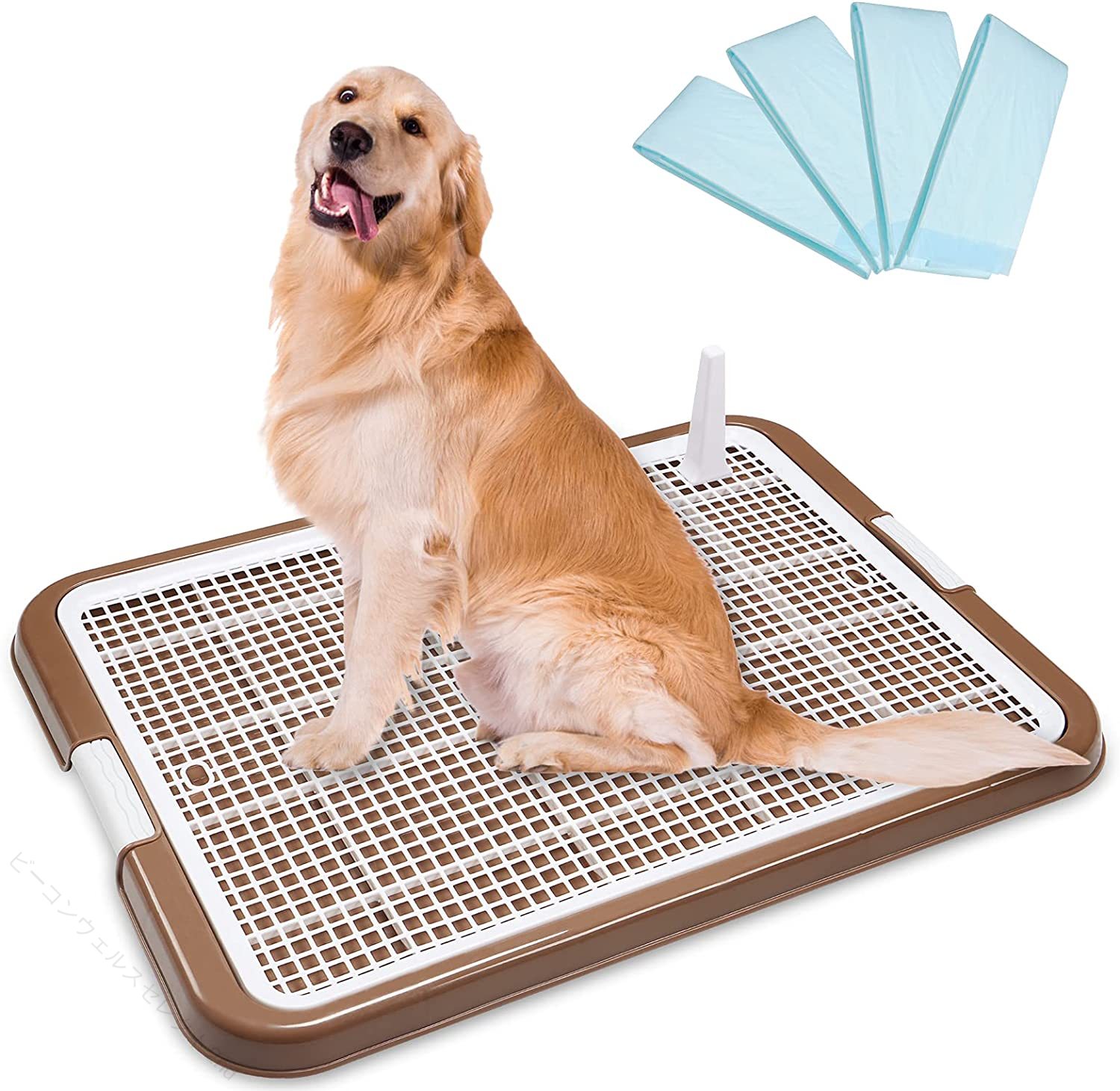 大型犬対応 室内屋外兼用 トイレトレーニングマット フレーム付き 65x48cm ブラウン 省スペース 清潔 簡単お手入れ 安定設計