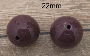 ヴィンテージアクリルビーズ22mm丸型・プラムパープル(A1176)