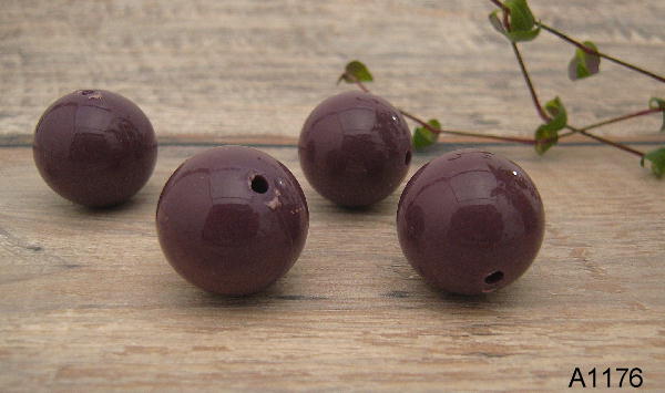 ヴィンテージアクリルビーズ22mm丸型・プラムパープル(A1176)