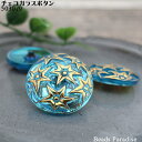 チェコガラスボタン【317】(1個入り) 丸型27mm(5030/09 アクア/グリーン/ゴールドスター)