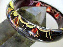 バングル レディース フラワー バングル 琥珀柄)フラワー-26/ビーズバングル ビーズパーツ アクセサリー バングル レディース ガールズ 女の子