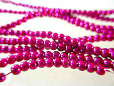ガラスビーズ ガラスパーツ ルビーレッド（薄めクリスタル系）-63 丸玉3mm玉 連1本 （ロング60cm）