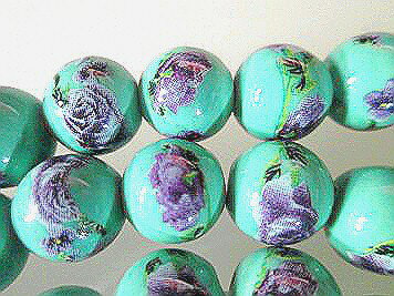 中国陶器ビーズ10mm珠-26 陶器パーツ 陶器ビース 藍色のフラワー梅の花（花柄） 連 とんぼ玉 ビーズ パーツ 丸玉