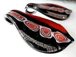 ガラス ペンダントトップ 大きなリーフ−43/ガラスペンダント製作用 ガラスネックレス製作用ガラスビー..