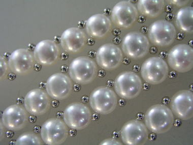 淡水パール　ポテトブレスレット制作仕様38mm　連 ホワイト 淡水パール ビーズ アクセサリーパーツ パ..