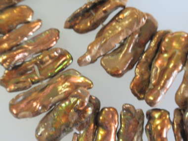 淡水パール　パールビーズアクセサリーパーツ　ネックレス仕様　琵琶種　ゴールド　横穴