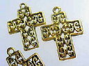 メタル ペンダントトップ クロス ペンダントトップ ゴ−ルド16x20mm メタルビ−ズ ペンダントトップ メタルパーツ クロス メタル...