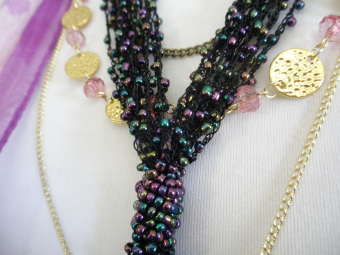 ロングネックレス　ビーズ　ビーズネックレス−12