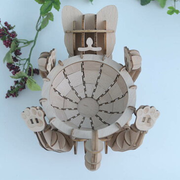 立体パズル 木製 Wooden Art ki-gu-mi Living ネコ 遊び 小物入れ クラフト キット ハンドメイド 手作り インテリア 家具 雑貨 知育 リハビリ 猫 ねこ cat 動物 【送料無料】