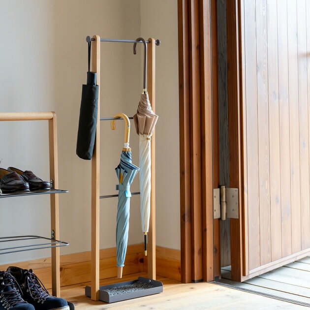 Mash LIV アンブレラハンガー 傘掛け 傘かけ 玄関 おしゃれ スチール 木製 コンパクト 省スペース スリ..