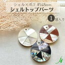 【 シェル × ポリ トップ パーツ 平丸 約48mm 1ヶ j4 】ポリ ポリエステル 樹脂 穴あり モザイク shell 丸 マル まる 貝 大ぶり ナチュラル 天然 天然素材 ハンドメイド 手作り パーツ ビーズ 業務用 アクセサリー ピアス イヤリング ネックレス