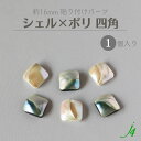 【 シェル × ポリ 16mm 四角 1ヶ j4 】ポリ ポリエステル 樹脂 shell 貝 貼りつけ カボション 天然 天然素材 穴なし カラフル ハンドメイド 手作り パーツ ビーズ 業務用 アクセサリー ピアス イヤリング ネックレス