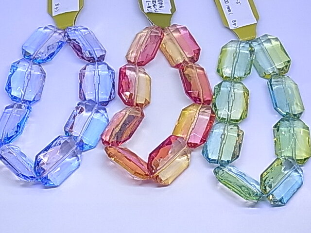 TTA-106　ヴィトライユビーズ（サマー）25×18mm（8ヶ）　レクタングル　四角　長方形