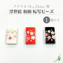 【 浮世絵 和柄 転写 ビーズ 桜 14×25mm レクタングル(1個) j4 】 日本製 アクセサリー パーツ 材料 アクリル ビーズ プラ プラスチック 古典 モダン 柄 さくら sakura 模様 通し穴 穴あり 和 和雑貨 和柄 ハンドメイド 手作り 手芸 工作 チャーム かんざし 簪