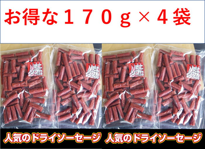 たっぷりお買い得 ドライソーセージ 無選別ソフトカルパス170g×4袋 サラミ 送料無料