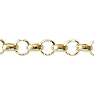 アルミチェーン ゴールド　線径3.5mm厚み1.1mm、コマ10mm　30cm　アクセサリーパーツ