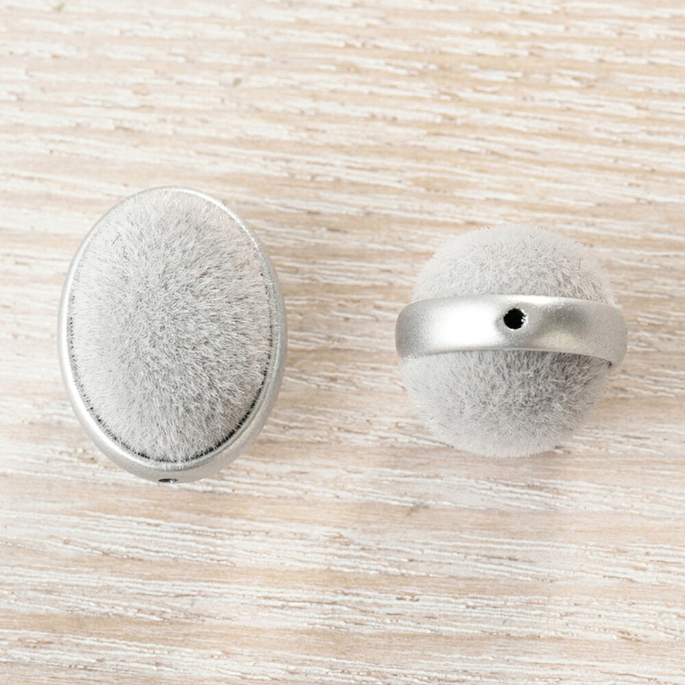Rakuten - ドイツフロッキービーズ　オーバル　グレー　アクセサリーパーツ
