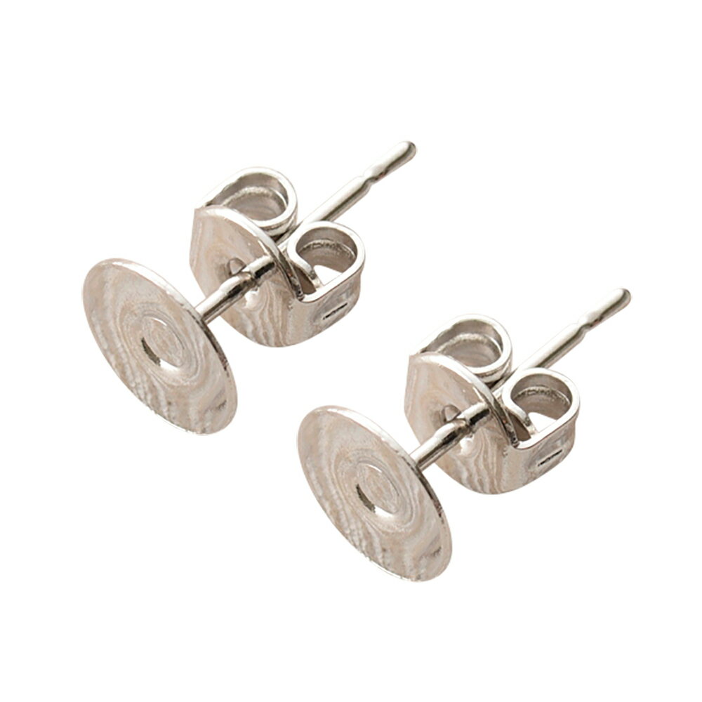 国産　ピアス丸皿　ロジウムカラー