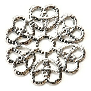 メタルパーツ スカシパーツ 花六弁 ロジウムカラー 15mm 4個 アクセサリーパーツ メタルパーツ スカシパーツ 花六弁 ロジウムカラー 15mm 4個 アクセサリーパーツ