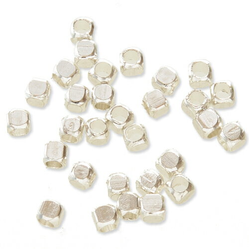 メタルビーズ スクエア シルバー　2mm　30個　アクセサリーパーツ