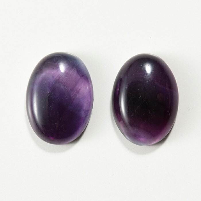 天然石 フローライト カボションオーバル（13x18mm・2個）【アクセサリーパーツ/ハンドメイド/手芸/ビーズ/パワーストーン】【マクラメ/ビーズ刺繍】のサムネイル