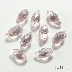 カットガラス ドロップ横穴　ラベンダーグレー（6x12mm・10個入）【ビーズ/ガラスビーズ/ドロップビーズ/しずく形】【手芸/手作り/ハンドメイド/アクセサリーパーツ】