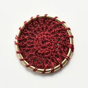 糸編みチャーム ラウンド小 レッド(22.5×22.5×1.5mm/2個入)