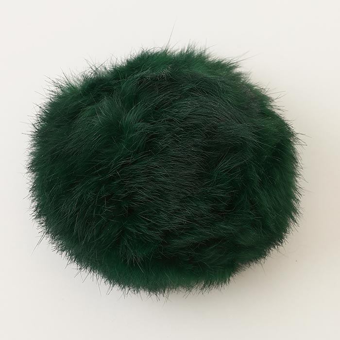 ファーボール　ラビット　フォレストグリーン　ゴムループ付き