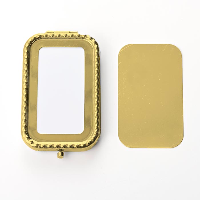 【在庫限り】刺繍・レジンベース/コンパクトミラー長方形（フラット板） ゴールド【手芸/DIY/ハンドメ..