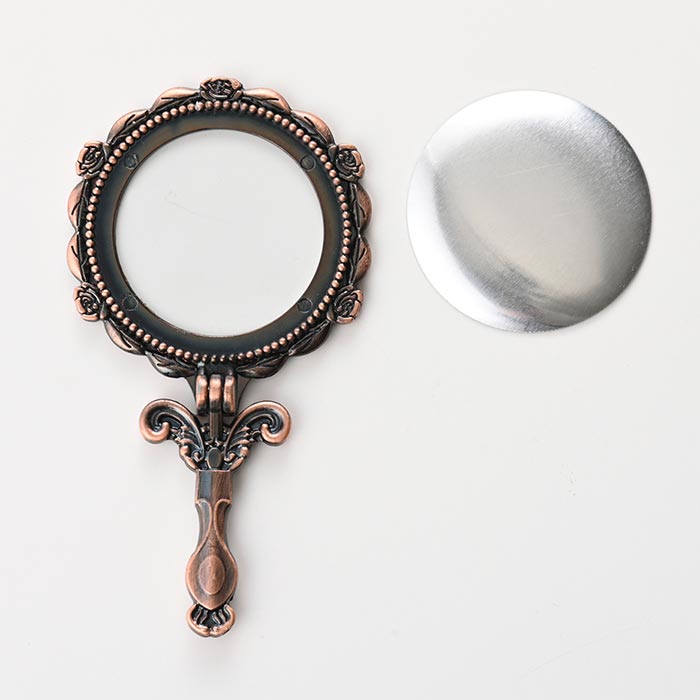 刺繍・レジンベース/アンティーク調手鏡　ラウンド（お椀型板） 銅古美【手芸/DIY/ハンドメイド/ビーズ..