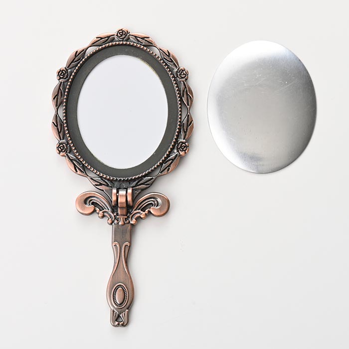 刺繍・レジンベース/アンティーク調手鏡　オーバル（お椀型板） 銅古美【手芸/DIY/ハンドメイド/ビーズ..