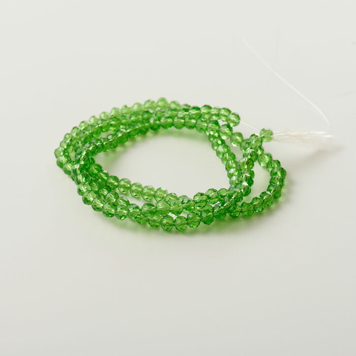 カットガラス/ガラスビーズ　ボタンカット　クリアグリーンA