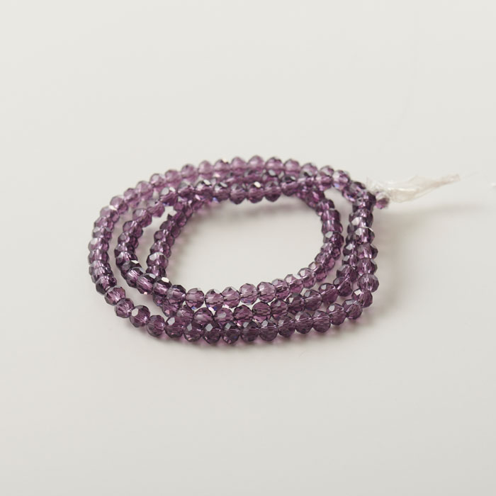 カットガラス/ガラスビーズ　ボタンカット　クリアパープル