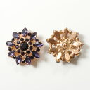 【B級品特価】【在庫限り】ビジューパーツ/ボタン フラワー タンザナイト&バーガンディ 約33mm