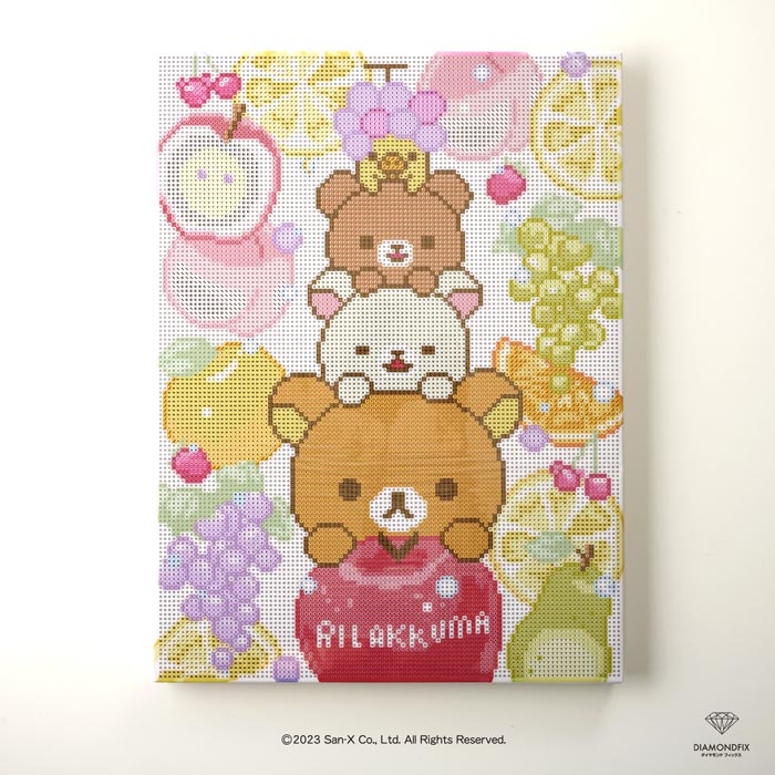 キット/ダイヤモンドフィックス リラックマ「フルーツでまくまくリラックス♪」　【サイズ】30×40cm【入数】1セット【DIAMONDFIX/ダイヤモンドアート/パネルアート/ハンドメイド/ストーン/ラインストーン/クラフト/手芸/手作り】【脳トレ/ヒーリング】