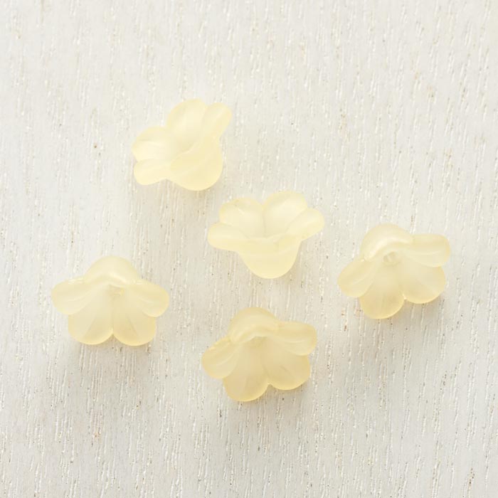 アクリルビーズ/フラワー フロストイエロー 11.5mm【ビーズ/ハンドメイド/手芸/手作り/お花のビーズ/ビ..